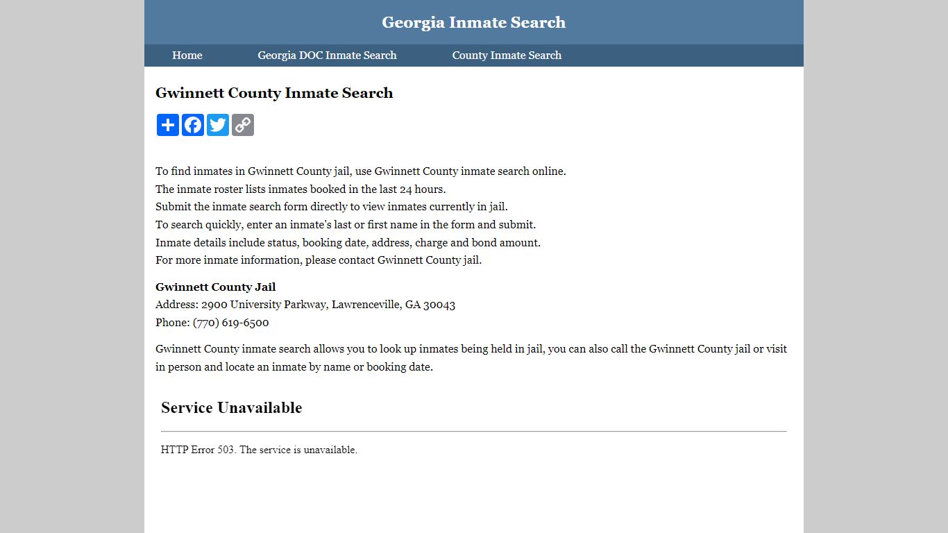 Gwinnett County Inmate Search